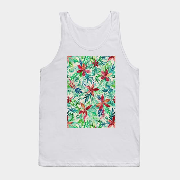 Vintage Tropical Floral - a watercolor pattern Tank Top by micklyn